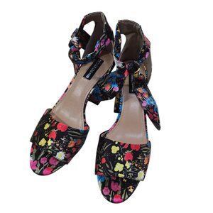 Design Lab Oni Bow Ankle Strap heel Sandals Black Multi 9.5 M